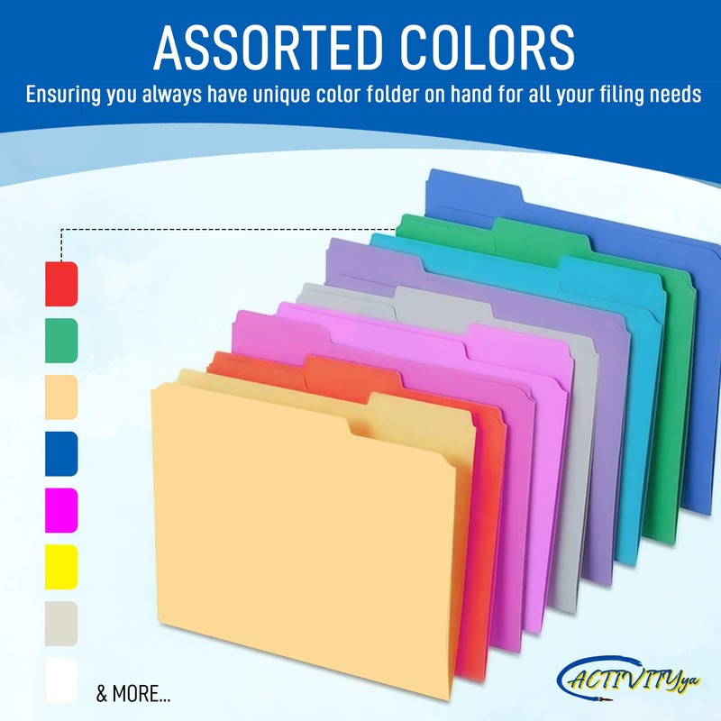 Blue File Folders, 1/3-Cut Tabs, Letter Size, 12-Pack – Durable