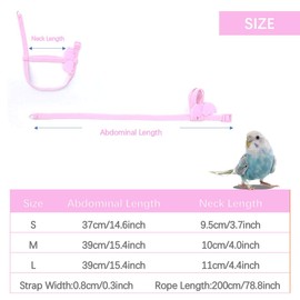 Bird Harness Leash Kit for Walking, Durable Outing Gadget Adjustable Flying Training Rope Strap, Traction Rope for Parrot, Cockatiel, Parakeet, Lory, Conure.