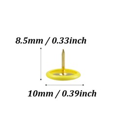 Runseaway 200Pcs 10mm Flat Round Head Map Push Pins, Decorative Thumb Tacks Flat Upholstery Tacks for Bulletin Board, Cork Board, Art Picture Photo Canvas, DIY Craft (Yellow)