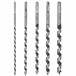 5 Pcs Long Wood Drill Bits Set, Straight Auger Shank, High Cutting Speeds, Hexagonal Auger Bit 6mm/8mm/ 10mm/12mm/14mm *230mm for Wood, Block Brick Tile, and Plastic