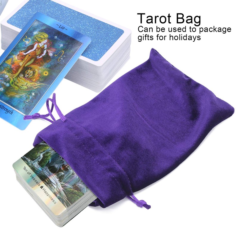 Tarot Storage Bag with Drawstring Velvet Durable Coin Bag (Purple)
