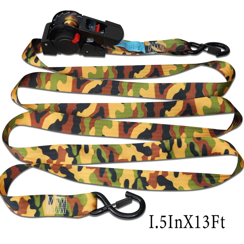 ANLULOAD Retractable Ratchet Strap(1.5in x 13ft),S Hook Retractable Tie Down