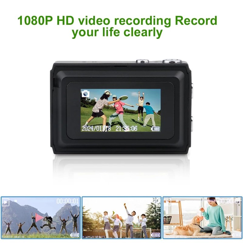 Mini Digital Camera with LCD Screen LED Flash 1080P Full