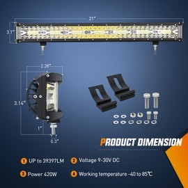 Nilight Side Shooter Light Bar 20 Inch Triple Row Spot Flood Combo Work Off-Road Lighting on Truck SUV ATV UTV