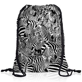 style3 Zebra Herd Backpack Gym Bag Sport Jute Bag Zebra, black, Rucksack