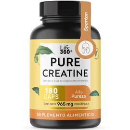 LIFE 360 Pure Creatine  180 Cpsulas  Creatina Monohidratada en Cpsulas  Cps de Gelatina Dura  60 Porciones por Envase  Sin Colorantes Aadidos         