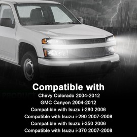 PIT66 LED DRL Headlights Assembly Front Headlamp Compatible with Chevy Colorado/GMC Canyon 2004-2012/Isuzu i-280 i-350 2006/Isuzu i-290 i-370 2007-2008,Clear Lens Black Housing Amber Reflector