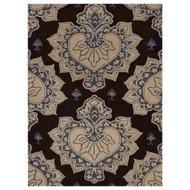 Hand Tufted Wool ECO-Friendly Area Rugs - 5'x8', Rectangle Shape, Cream & Brown, Floral Modern Design, High Pile Thick Handmade Area Rugs for Living Room, Bed Room (K00507)