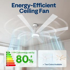 VIVOHOME 72 inch Ceiling Fans with Lights, Flush Mount Large Ceiling Fan with Remote Outdoor Indoor, for Living Room, Bedroom, Patios, 6+1 Speeds Reversible, 3CCT, Dimmable, Timer, White