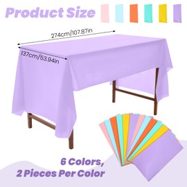 YQQYG 12 Packs Pastel Table Cloths for Parties, 54x108 Inch Plastic Assorted Color Disposable Rectangle Table for Baby Shower Bridal Wedding Girls Birthday Party Summer Decorations