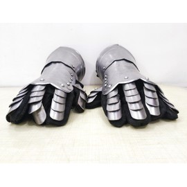 Medieval Gauntlets Armor Metal Knight Warrior Gothic Gauntlet Fantasy Cosplay Armor Reenactment Tactical Fully Functional Adult Size Handmade Costume SCA LARP (Silver)