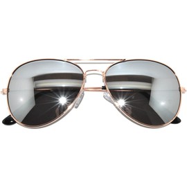 Classic Aviator Sunglasses Full Mirror Lens Metal Frame Silver Color UV Protection (avi_gold_mirror, Mirror)