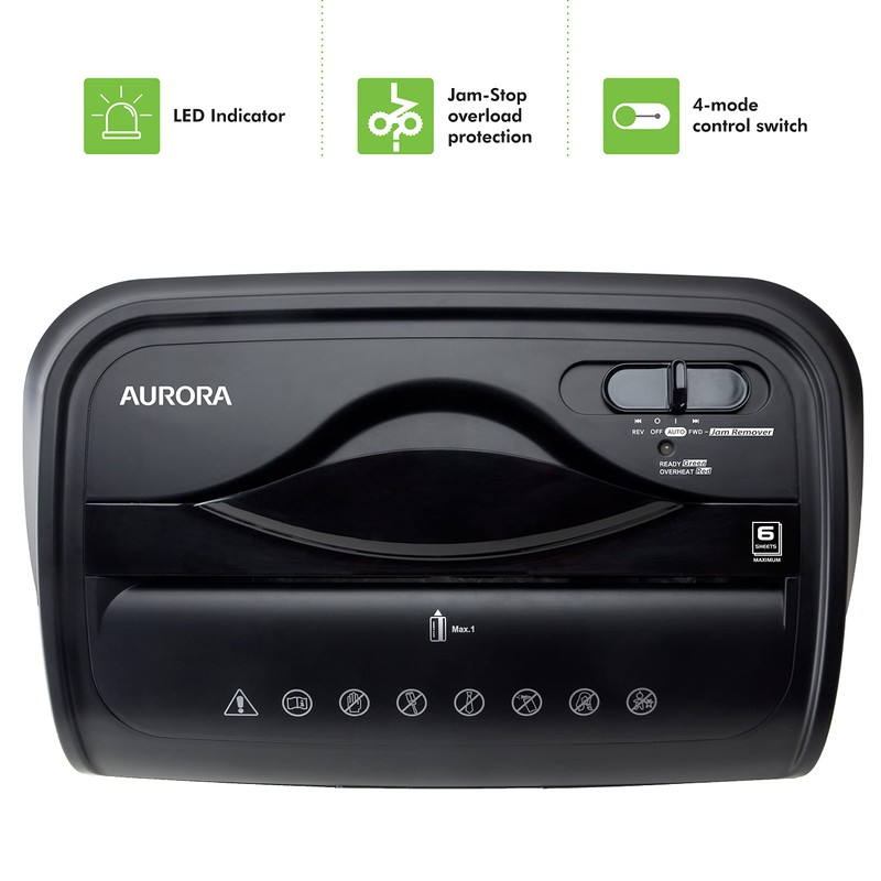Aurora High-Security 6-Sheet Micro-Cut Paper Credit Card Shredder with 3.5-Gallon