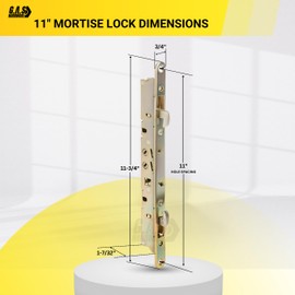 Multi-Point Mortise Lock Replacement with 11-3/4" Face Plate for Sliding Patio Glass Door | Dual-Point Security with Anti-Slam Pin - 11" Hole Spacing | Fix & Repair Locking Mechanism