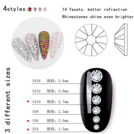 VIVIIHOO Glitter Stones Set - 1440 Pieces, in 4 Models, Hotfix Rhinestones for Textiles, Nails & DIY Crafts. Perfect for Nail Art, Clothing, Face & Body Art