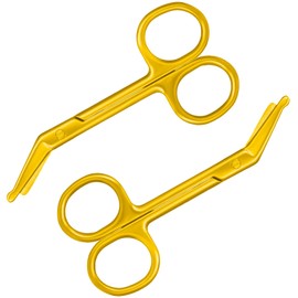 Zhehao 2 Pieces Ostomy Scissors Bandage Scissors Nursing Scissors Stainless Steel Scissors for Doctors, Nurses, Veterinary Home Nursing, 4.3 x 2.1 Inch, Curved (Gold)