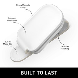 NPOOYI Sunglasses Holder for Car Visor, Magnetic Leather Sunglass Holder, Sun Visor Glasses Hanger Clip, Car Interior Accessories for Women Men, Fits All Size Eyeglasses, White