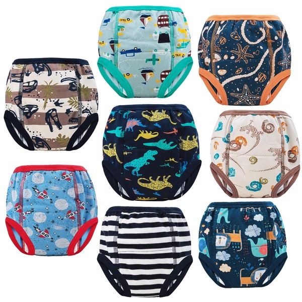 MooMoo Baby 8 Packs Potty Training Pants Cotton Absorbent Training