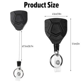 MBAIYO 2 Pcs Heavy Duty Retractable Keychain with Belt Clip, Heavy Duty Badge Reel ID Badge Reel Holder with Belt Clip 67.7cm/26.7” Steel Retractable Cord