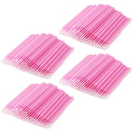 Annhua Disposable Micro Applicators 400 Pcs Precise Dental Applicator Brush with Nylon Tips, No Shedding Micro Swabs for Eyelash Extensions, Art, Cosmetics and Electronics - Pink