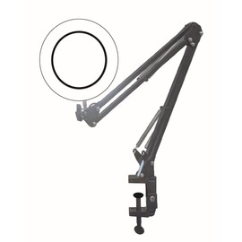 SE 4-Inch Black 4X Magnification LED Swing Arm Lamp with Clamp - 1800 Lumens, Adjustable Brightness, Multiple Color Temperatures, USB Powered - MC327B