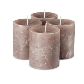 SPAAS Rustic Taupe Pillar Candles - 2.7" X 3" Decorative Candles Set of 4 - Clean Burning and Dripless Unscented Rustic Pillar Candles for Home Decorations, Wedding Decor, Party, Spa Restaurant