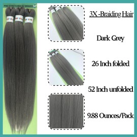 Gray Braiding Hair Pre stretched Hypoallergenic Braiding Hair Extensions