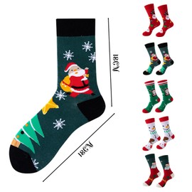 5 Pairs of Christmas Socks, Christmas Socks, Unisex Christmas Socks, Funny Christmas Socks, Funny Colourful Socks, Christmas Socks Set for Christmas, Winter, Green