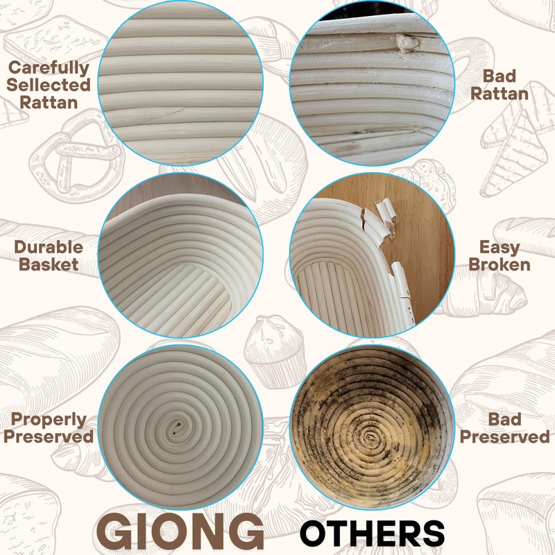 Banneton Bread Proofing Basket 2 pack 9 inch Round Basket
