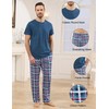 TeJoyce Mens Pyjamas Set Cotton Short Sleeve and Plaid Long