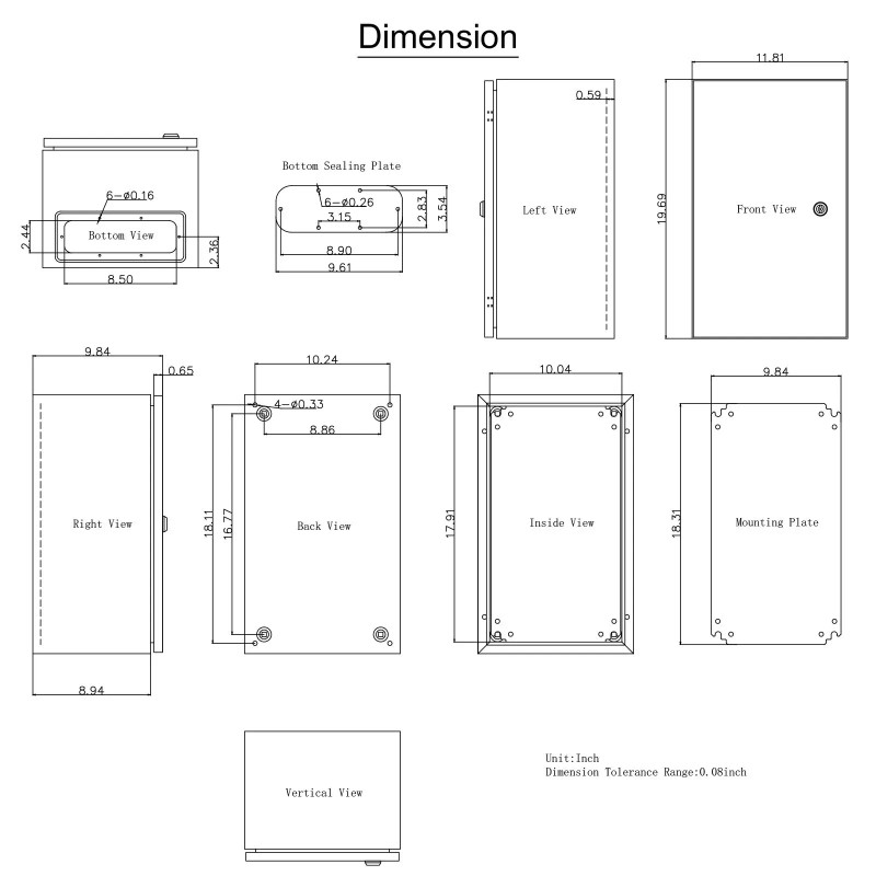 NEMA 4X Steel Electrical Box 20 X 12 X 10\"