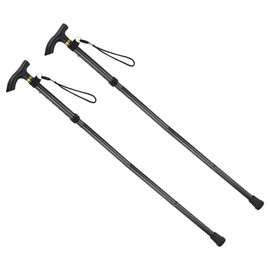 PATIKIL Pack of 2 Trekking Poles, Foldable Hiking Poles, 33-37 Inch Telescopic Folding Pole with Mud Basket, Aluminium Alloy for Outdoor Hiking, Camping, Black