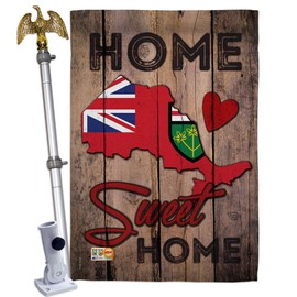 Ornament Collection HS191172-BO-02 Ontario Sweet Home World Canada Provinces Decorative Vertical House Flag Set, 28"x 40" w/Flagpole, Multi-Color