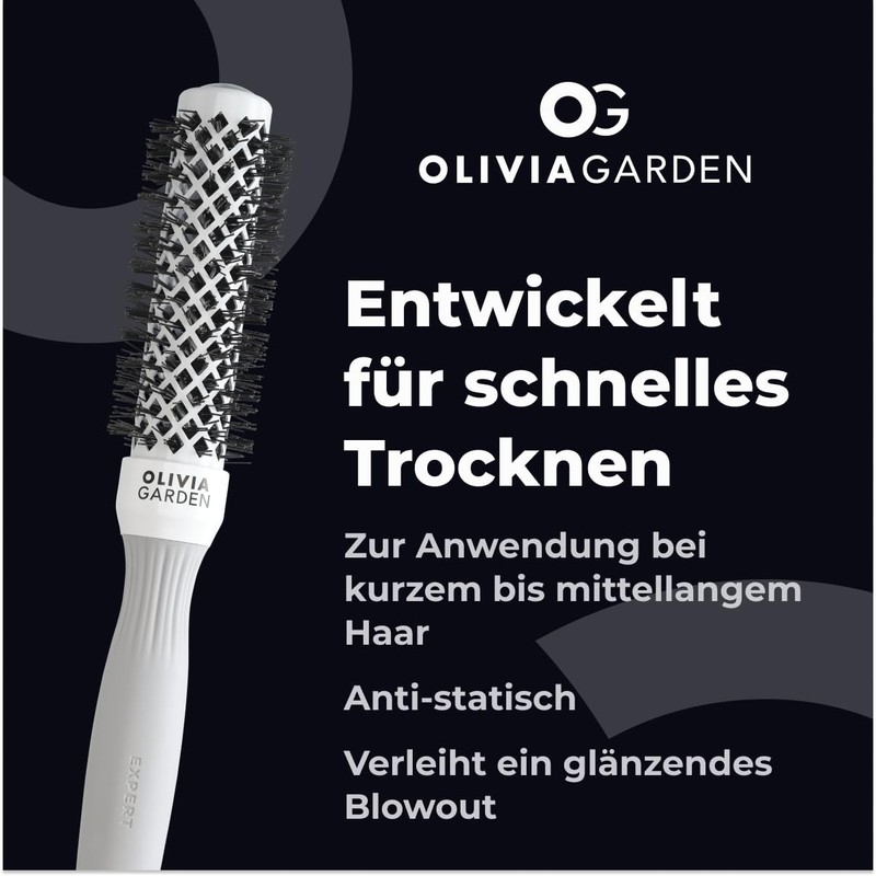 Olivia Garden - Expert Blowout Shine Hairbrush, White and Grey,