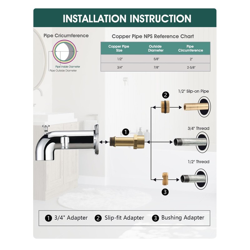 LOCALAND Tub Spout with Diverter, Bathtub Spout for Hand Shower,Chrome