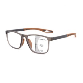 SOPHILY Progressive Multifocal Reading Glasses for Men Women Unisex Multifocus Mens Readers Sport Style Soft Silicone, Grey Orange, +1.25