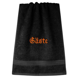 Lashuma Linz Guest Towel Embroidered with Guests 30 x 50 cm Black Kitchen Towel