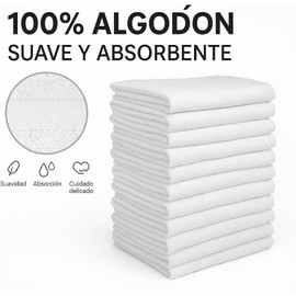 Toallas Faciales Blanco 100 Algodón Suaves Absorbentes Hotel Piezas