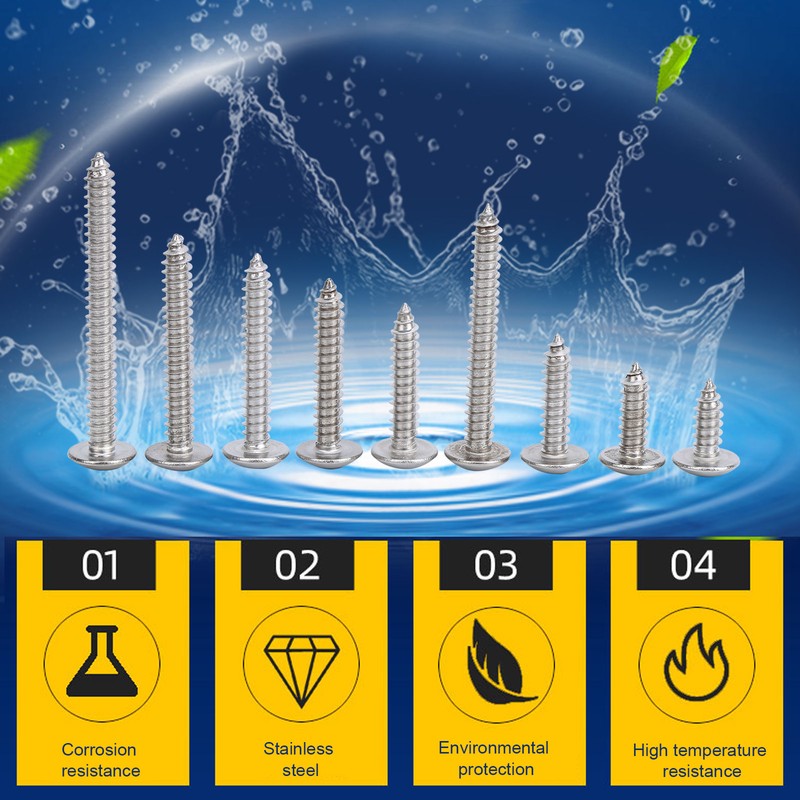 45Pcs SelfTapping Screw Set Cross Oval Head 304 Stainless Steel