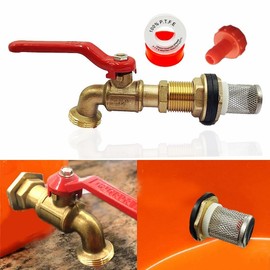 Rain Barrel Spigot kit, Brass Outdoor Faucets, Water Spigot-Include Filter,Bulkhead Fitting and Washers-for Rain Water Barrel, Water Tanks,Tubs,Pools etc