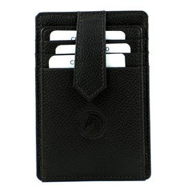 OVERDOSE Slim Fine PDM Leather Credit Card Business Card Holder Front Pocket Wallet for Women & Men 4756 Black, black, Classic