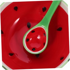 iplusmile 1 Set Fruit Themed Ceramic Bowl with Spoon Food Serving Bowl for Soup Rice and Desserts for Home Restaurant and Banquet Use Sturdy and Easy to Clean