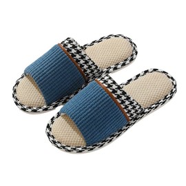 Teceyfeet Men's Slippers Winter Linen Slides Slippers Fluffy Slippers Women's Guest Slippers Unisex Soft Flat Felt Slippers Non-Slip Slippers Outdoor/Indoor, blue