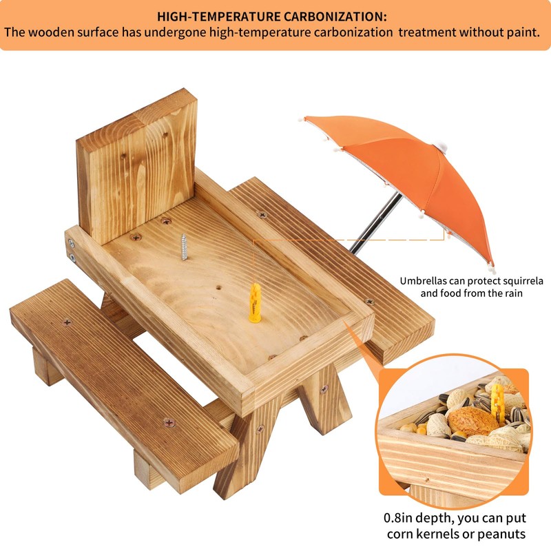 Gnodary Squirrel Feeder with Umbrella, Squirrel Feeders for Outside, Squirrel