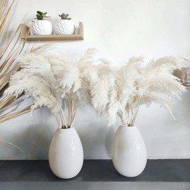 30 Stems 28" inch Large White Pampas Grass Fluffy, Boho Home Decor, Natural Fluffy Pompas Grass Pampas for living room Decor, Table Decor, Boho Decor Floor, Party wedding Decor, Gift (30 White )