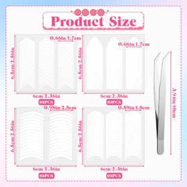 ElevateTech Adesivo per manicure francese, 40 fogli, per manicure francese, 4 stili, bianco, mezzaluna francese, per nail art