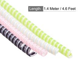 Rebower Flexible Cable Organizer Spiral Cable Protector Cable Wire Wrap, [for Cord Management] - ID 3 mm/OD 4mm / 1.4M / Pink, White, Green, Black