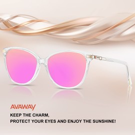 AVAWAY Grey Retro Polarised Sunglasses for Women UV Protection Women's Glasses for Photography Hiking Travel Driving Category 3 Vintage Acetate Frame