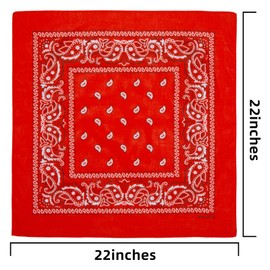 la ceida Cotton Bandanas for Men & Women Paisley Cowboy Bandana Handkerchiefs for Hair 22x22 (3pcs Red-1)