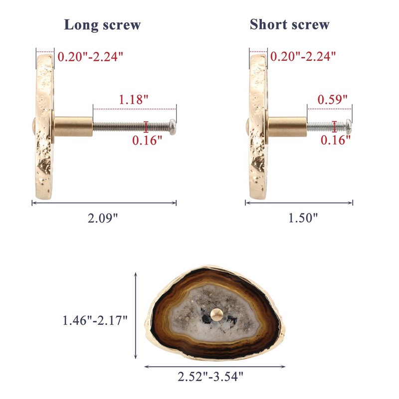 Mornajina 6 Packs Drawer Cabinet Knobs Natural Agate Pull Handles